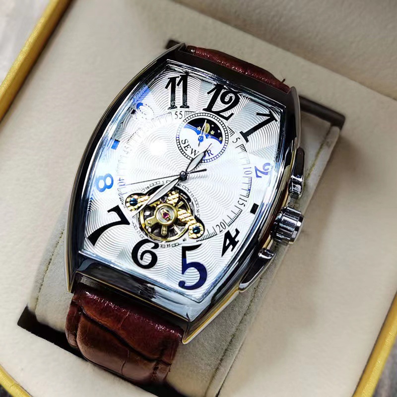 Luxury Watch Arabic - Sewor-メンズメカニカル腕時計,ゴールドトゥールビヨンウォッチ,シェルとムーン,自動巻き腕時計