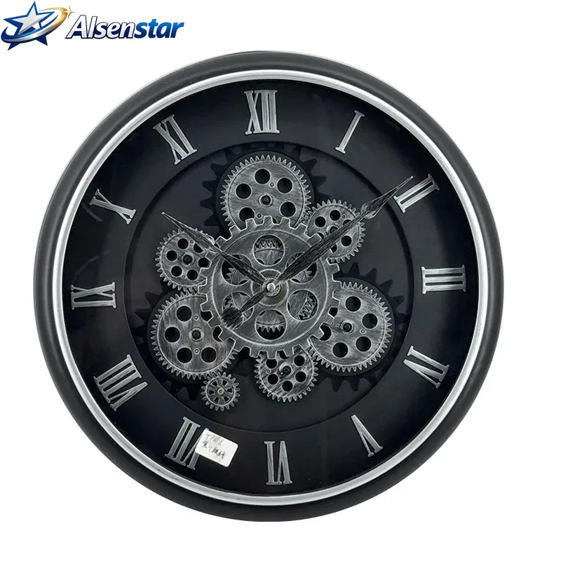 Luxury Watch House - 高級工業用ギア壁掛け時計装飾レトロサイレント機械式大型ホームデコレーションルームアートスタイルギフト壁掛け時計16インチ