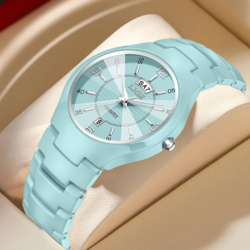 Luxury Watch Women - LIGE 高級エレガントなクォーツ女性腕時計ファッションセラミックス小さなダイヤルレディース腕時計日付週表示女性腕時計リロイ Mujer