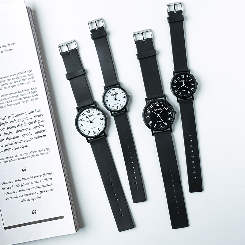 Luxury Watch Lady - シンプルなブラックウォッチクォーツ時計女性用シリコンストラップレディースレジャー腕時計ライト高級学生試験時計時計ギフト