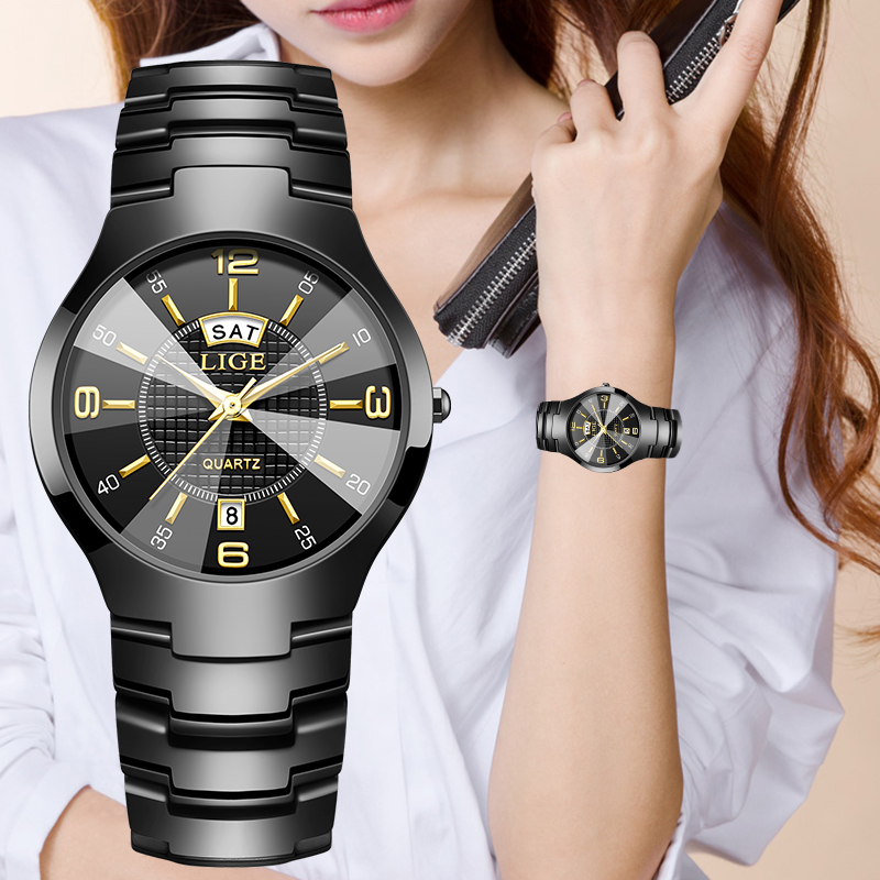 LIGE ファッションエレガントな女性の腕時計高級セラミック - Luxury Watch Women のレビューと価格