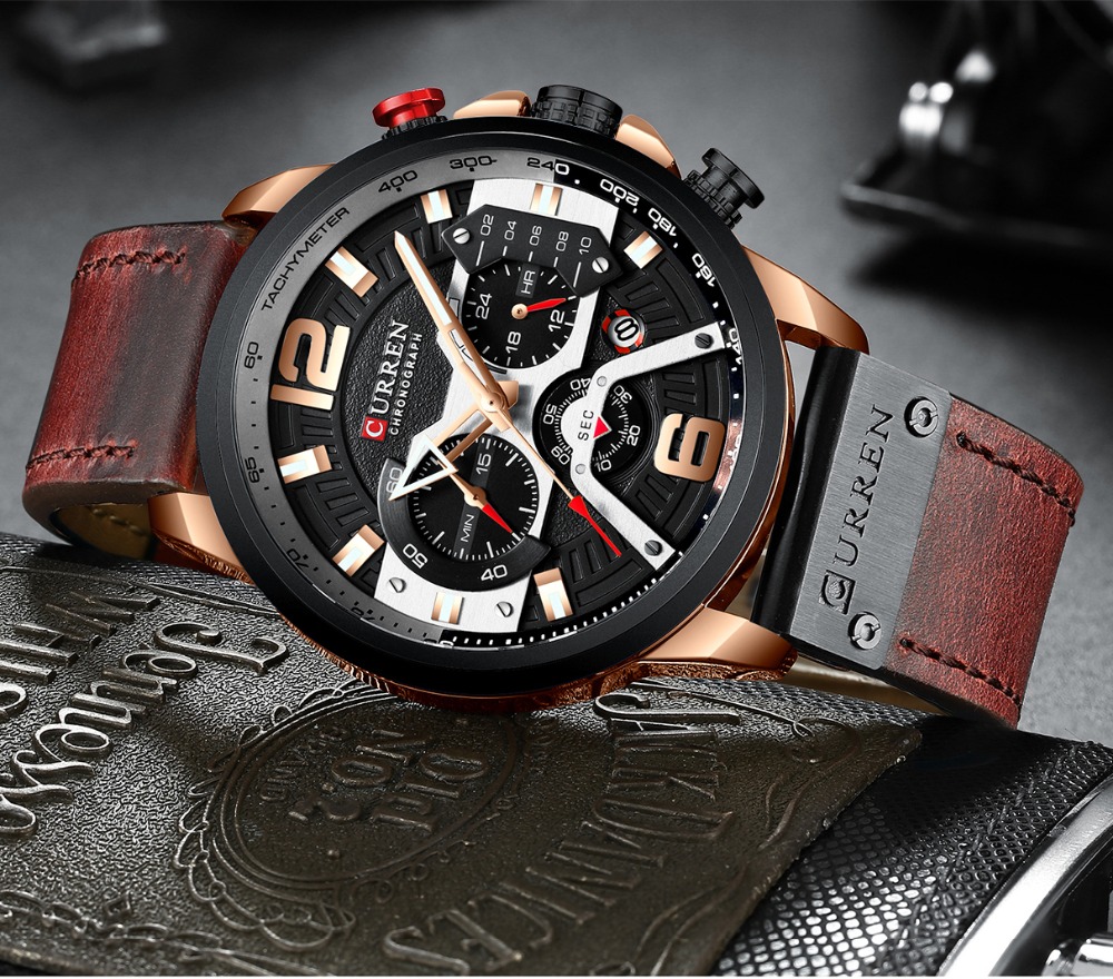 カレン新メンズカジュアルスポーツクロノグラフブルートップブラ - Luxury Watch Apple のレビューと価格