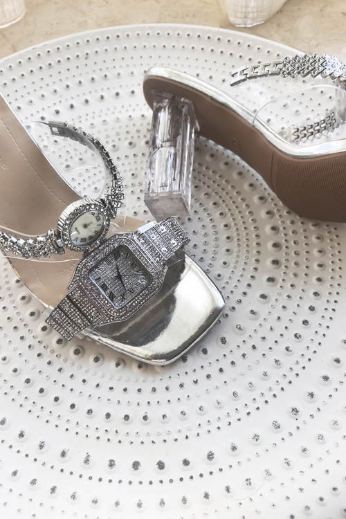 オリジナルデザインクリスタルウォッチハイヒールサンダルレディ - Luxury Watch Women のレビューと価格