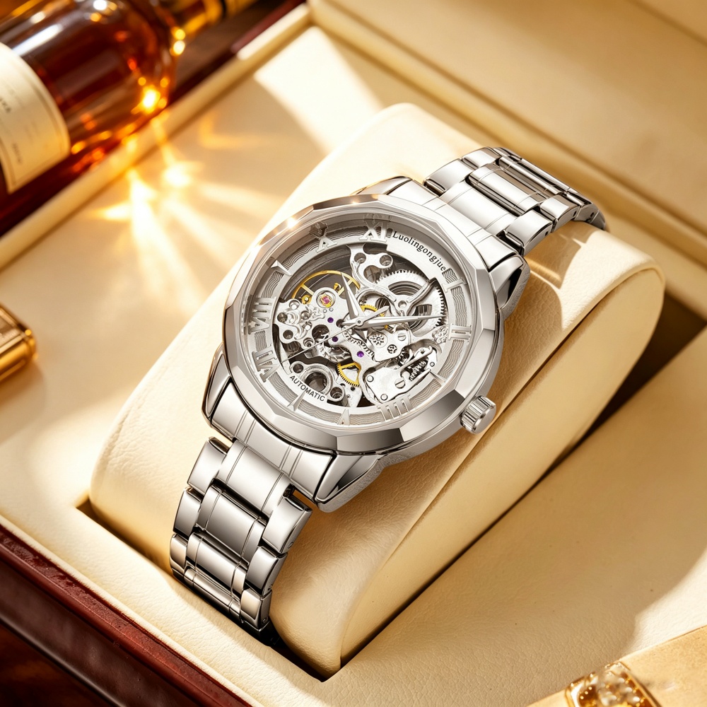 ライトラグジュアリー全自動スケルトン機械式腕時計（男性用）、 - Luxury Watch Value のレビューと価格
