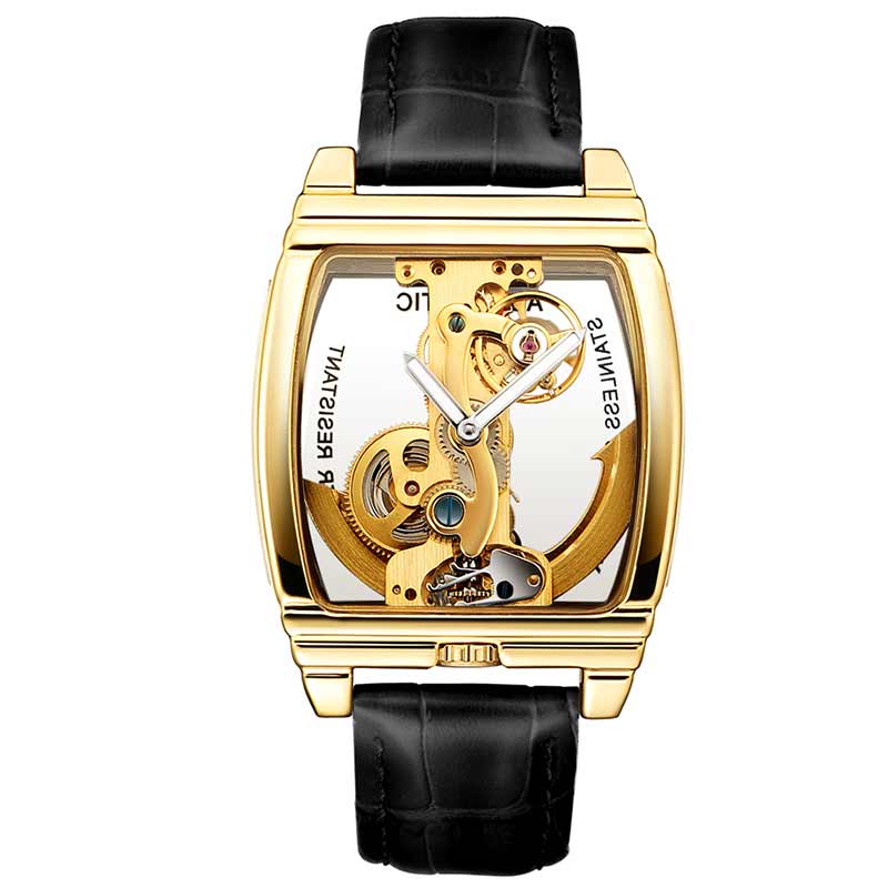 男性用透明自動機械式時計,トゥールビヨン,高級スケルトン,ゴ - Luxury Watch Arabic のレビューと価格
