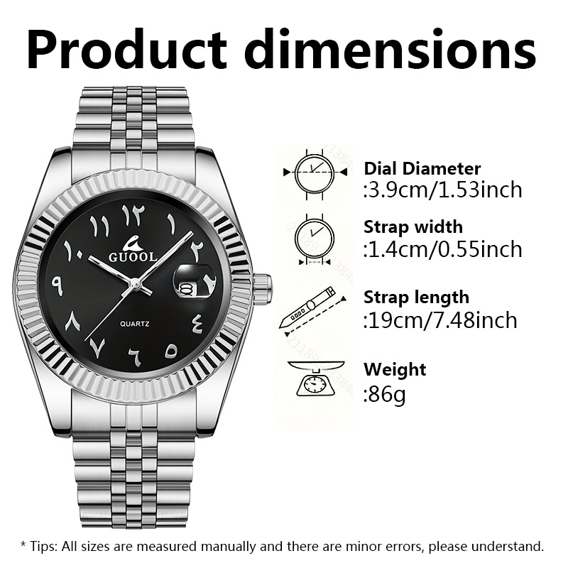 新しい売れ筋メンズステンレススチール製5連スチールバンド腕時 - Luxury Watch Arabic のレビューと価格
