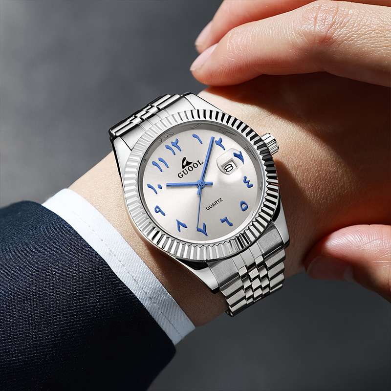 新しい売れ筋メンズステンレススチール製5連スチールバンド腕時 - Luxury Watch Arabic のレビューと価格