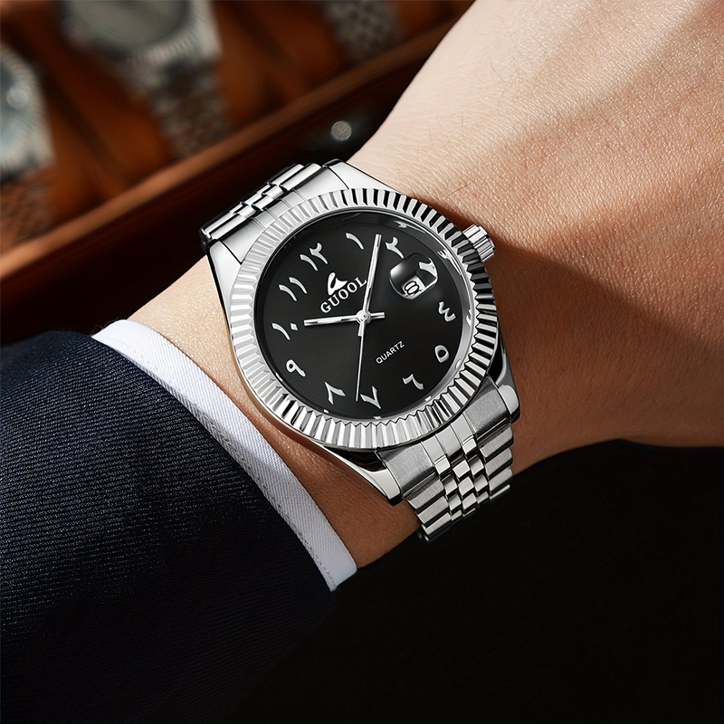 新しい売れ筋メンズステンレススチール製5連スチールバンド腕時 - Luxury Watch Arabic のレビューと価格