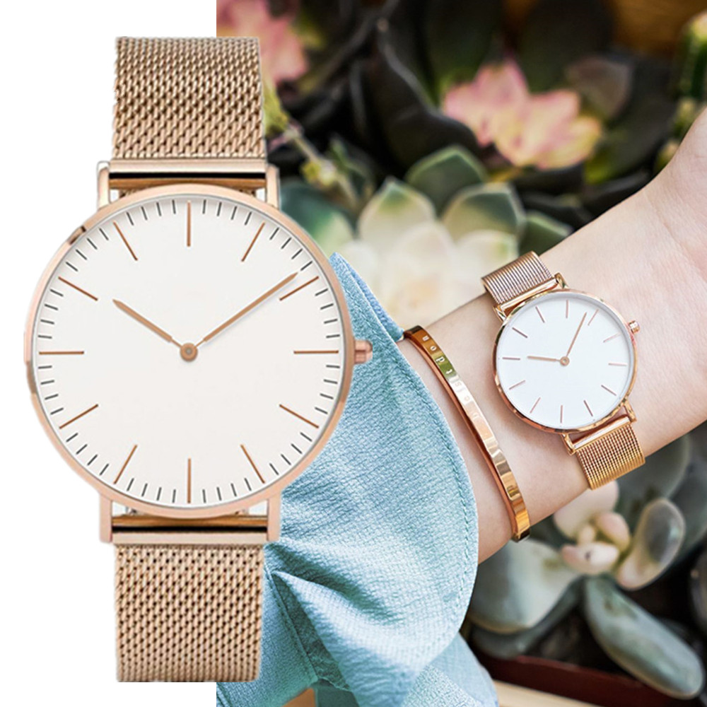 女性用ステンレスメッシュ腕時計,クォーツ腕時計,シンプル,カ - Luxury Watch Lady のレビューと価格