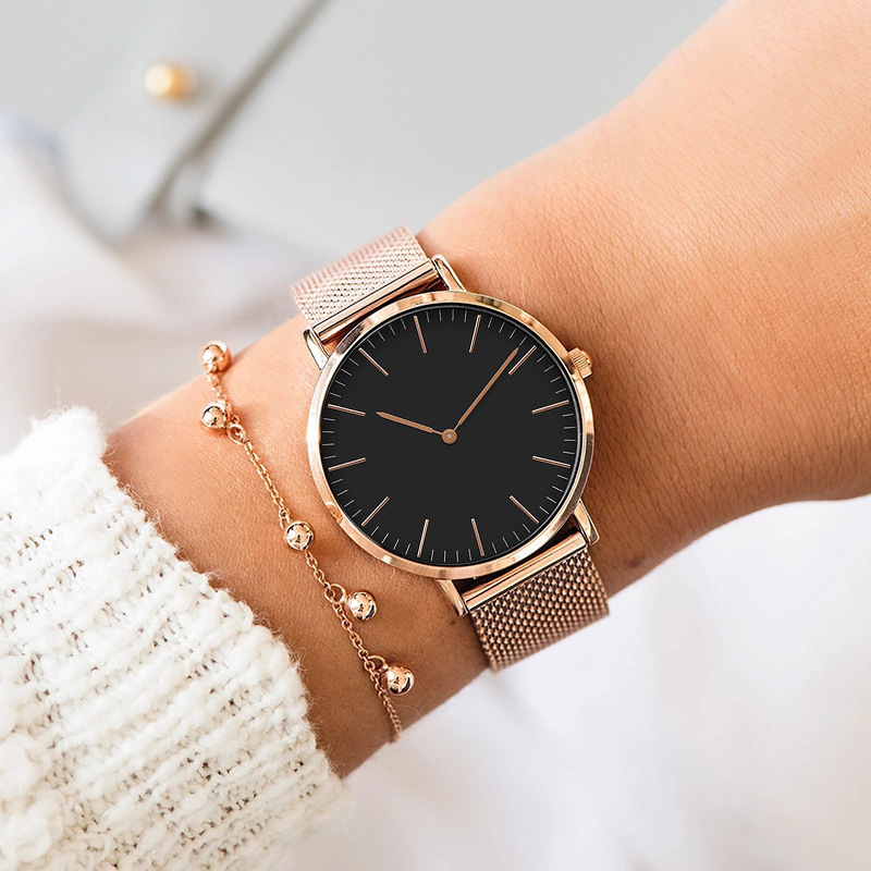 女性用ステンレスメッシュ腕時計,クォーツ腕時計,シンプル,カ - Luxury Watch Lady のレビューと価格