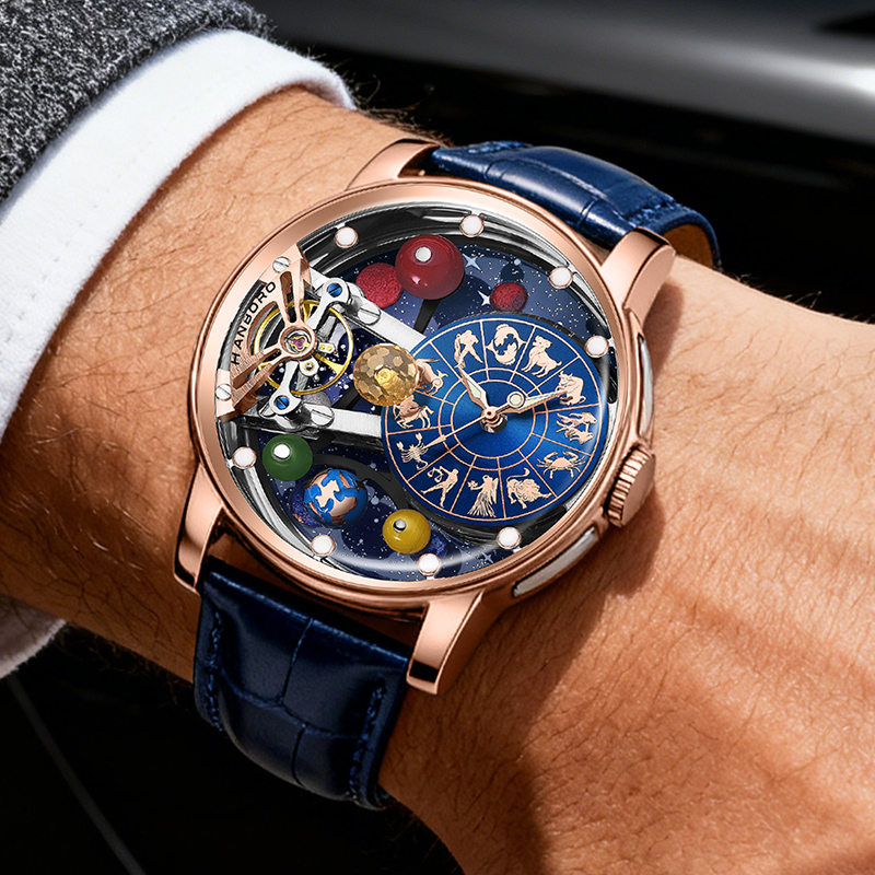 星空時計メンズスケルトン自動機械式高級星座ステンレス鋼立体ナ - Luxury Watch Arabic のレビューと価格