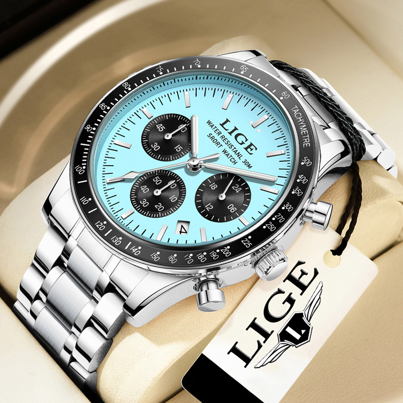 LIGE トップブランドの高級新しいメンズ腕時計クォーツマン - Luxury Watch Holder For Men のレビューと価格