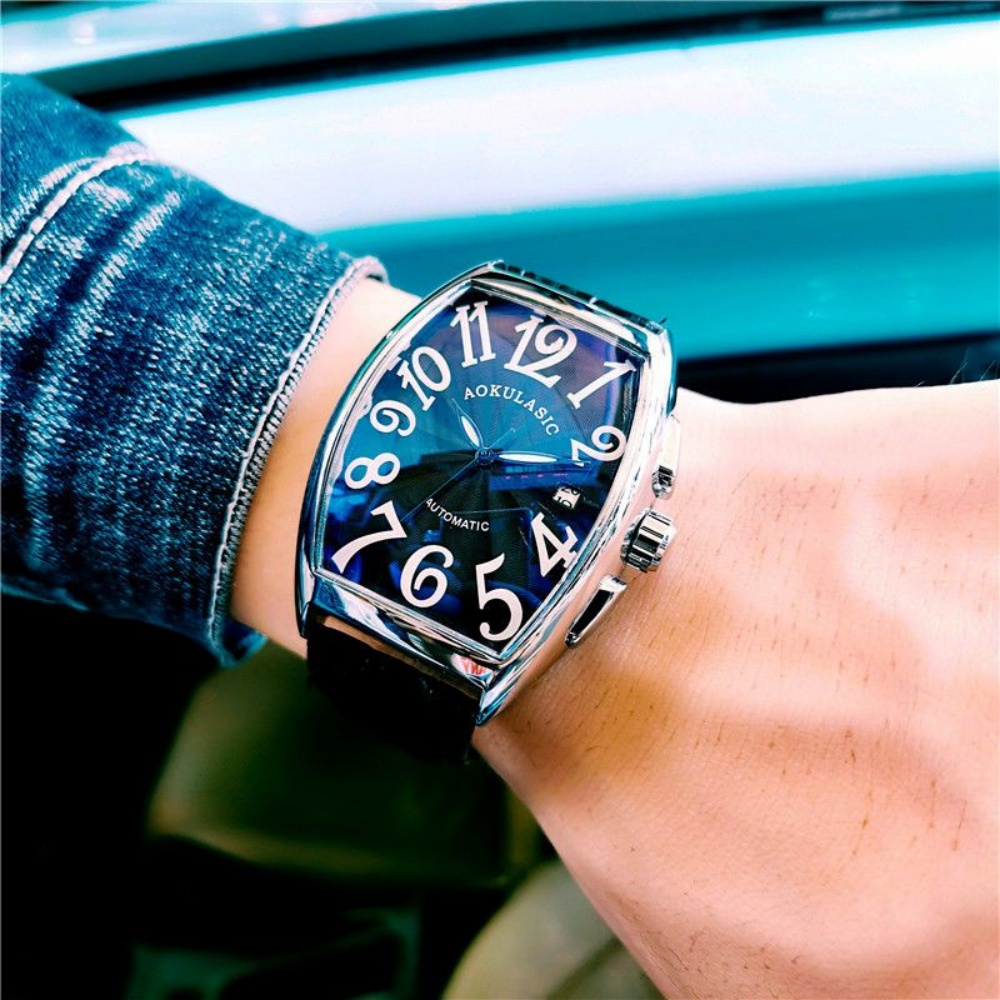 新型高級メンズ機械式腕時計、樽型ケース、中空レザーストラップ - Luxury Watch Value のレビューと価格